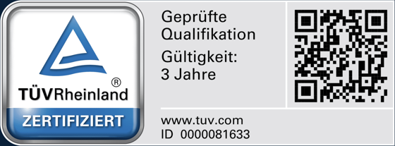 TÜV Rheinland zertifiziert
